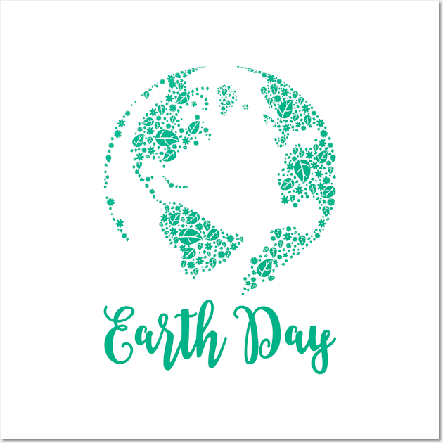 Earth Day World Leaves - Earth Day graphic Gift Wall Art by teevisionshop